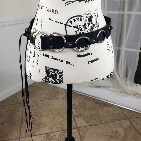 Accessories - Western Boho Gypsy Belt Black Faux Leather S/M